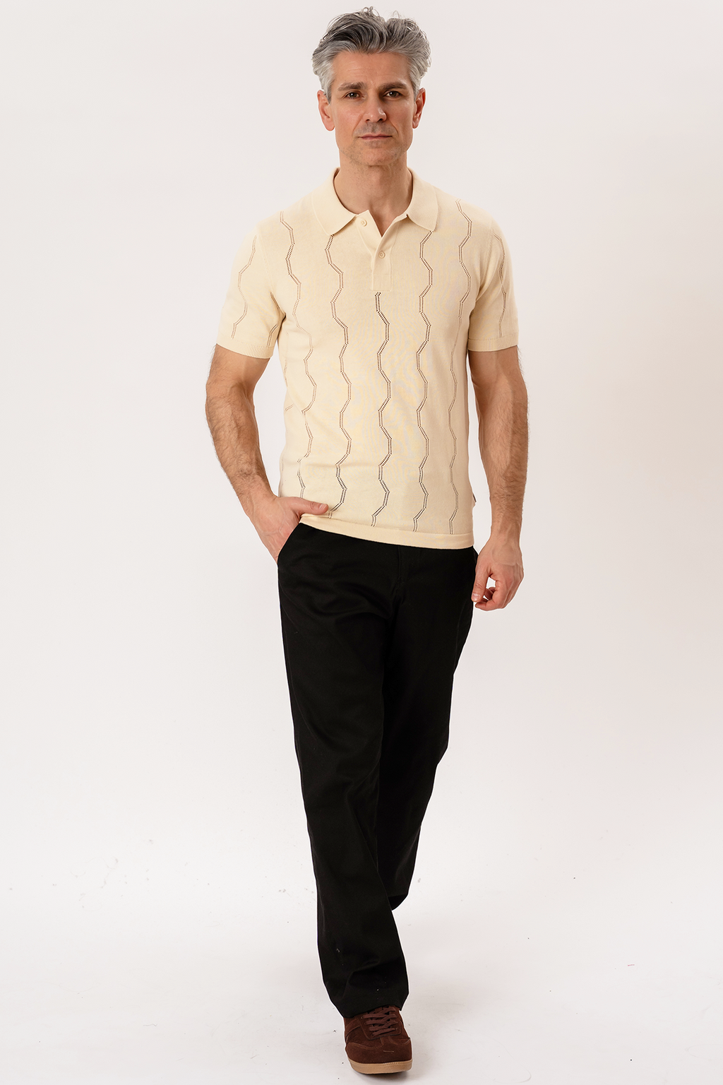 Duran Strikket Polo - Sand