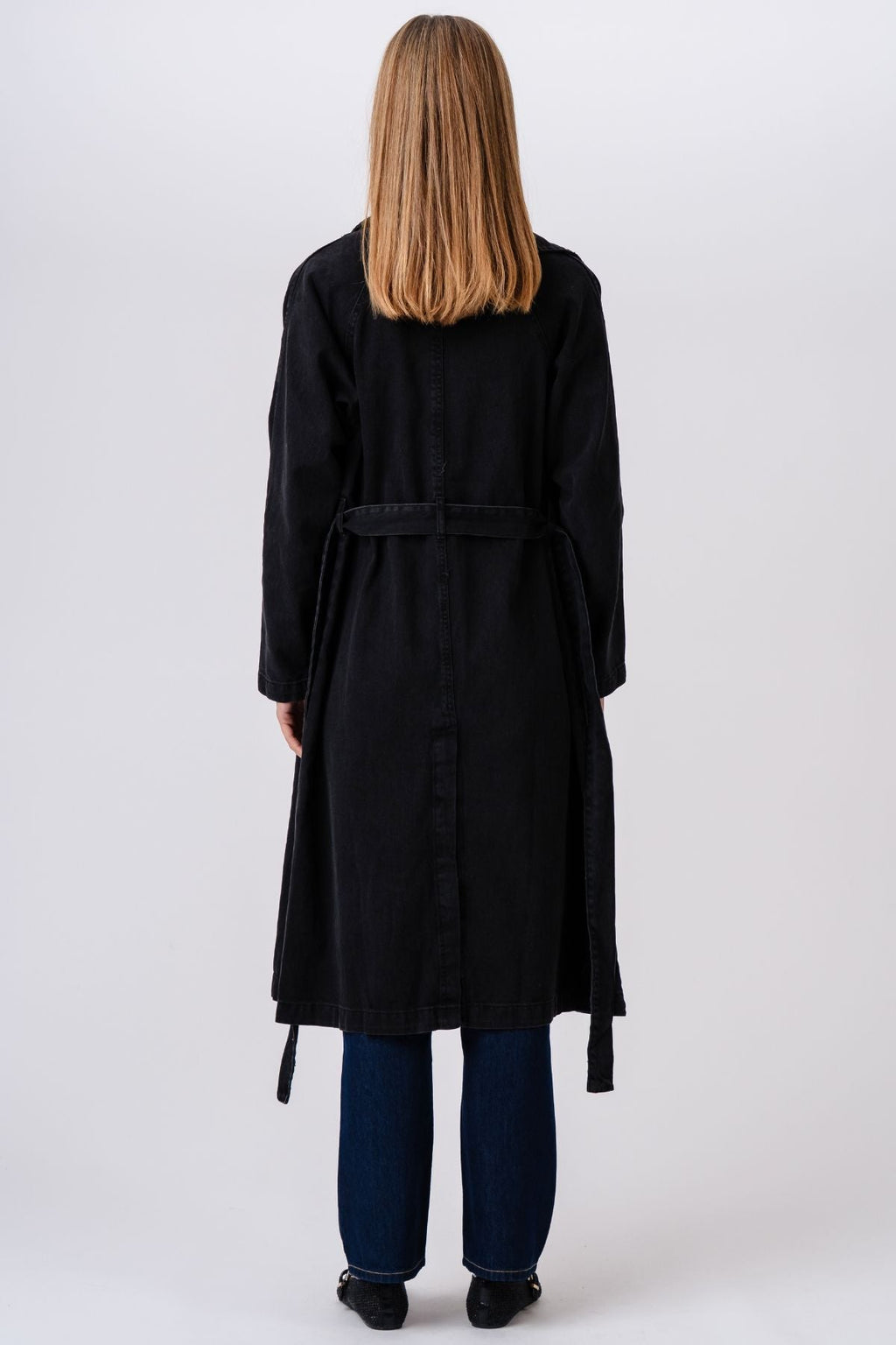 Denim Trenchcoat - Mørkeblå