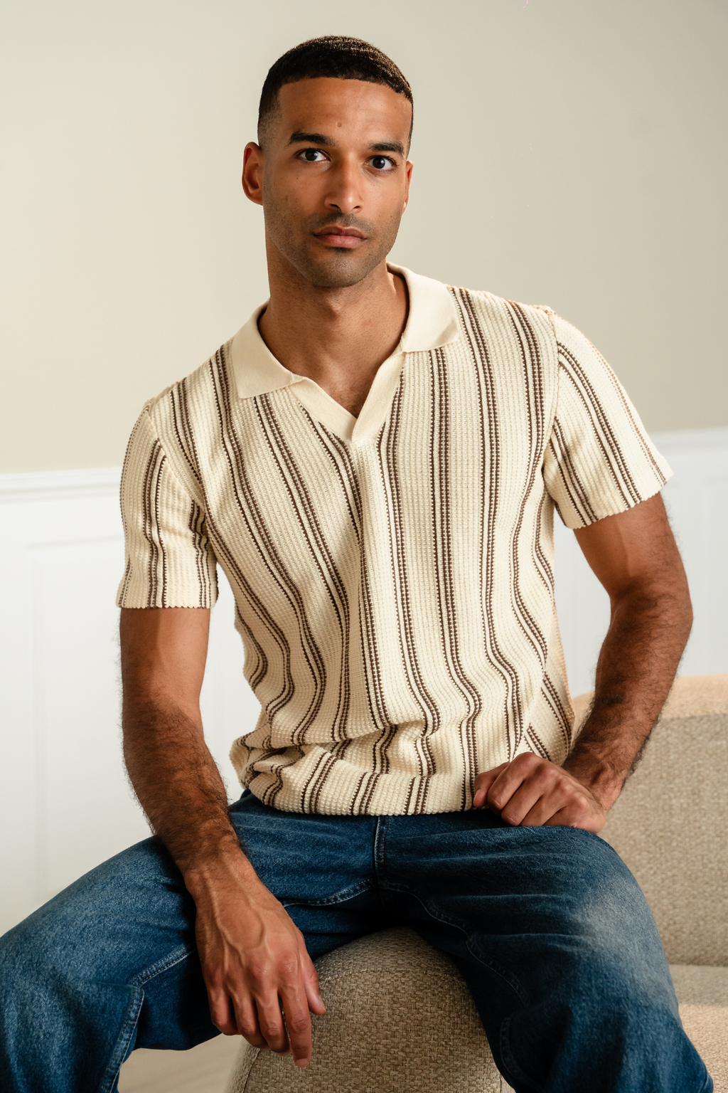 Stripet Genser - Sand