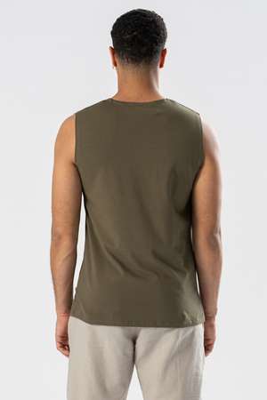 Sleeveless T-shirt - Oliven