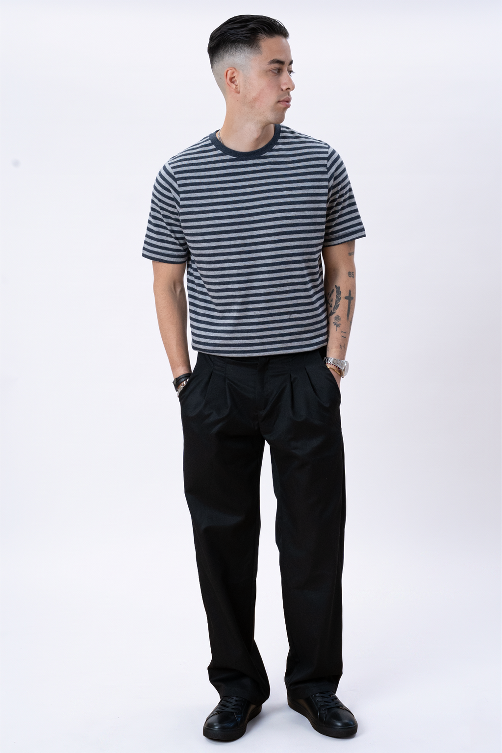 Nørregade Stripe - Meleret Svart-Grå