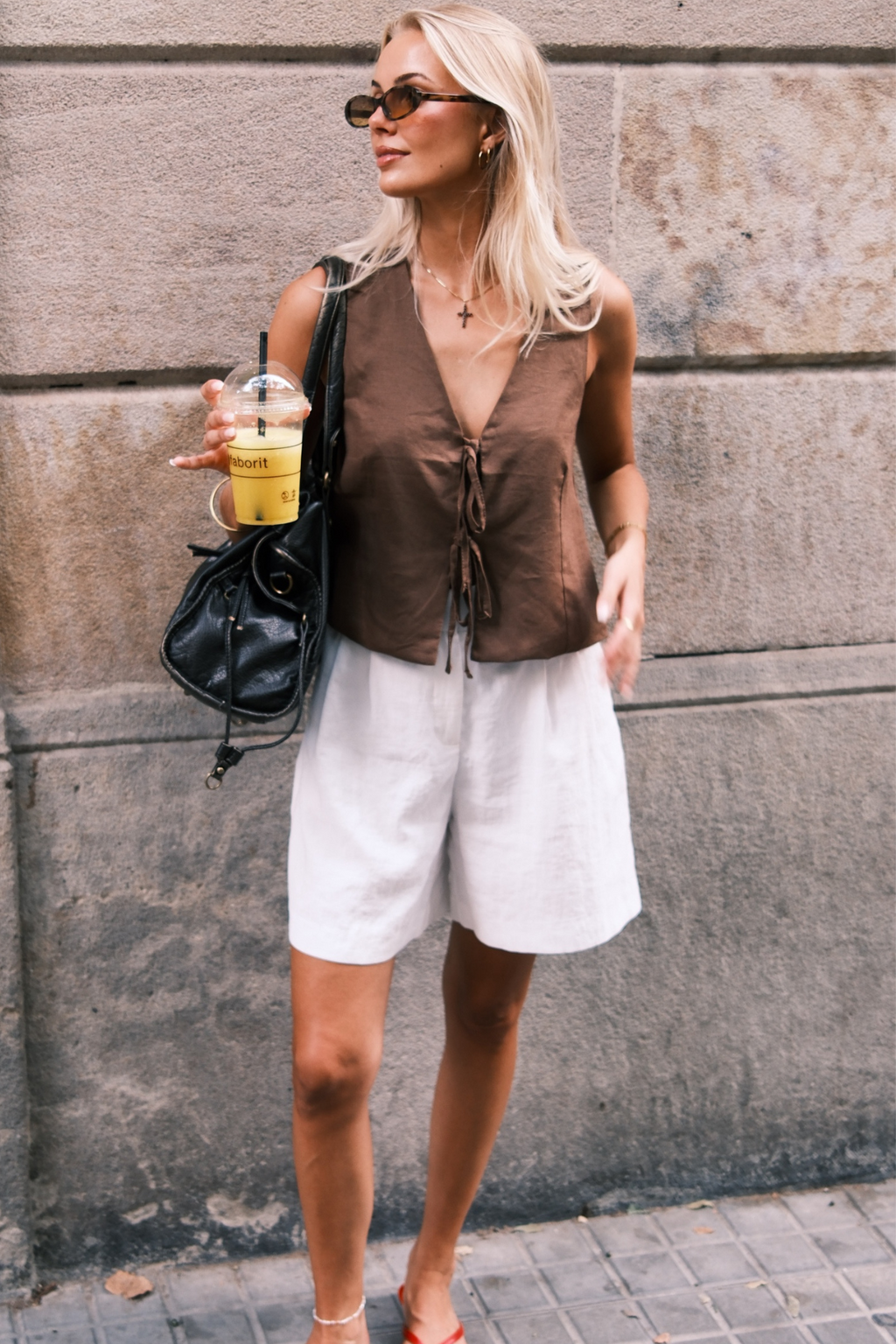 Lin vest - Brun