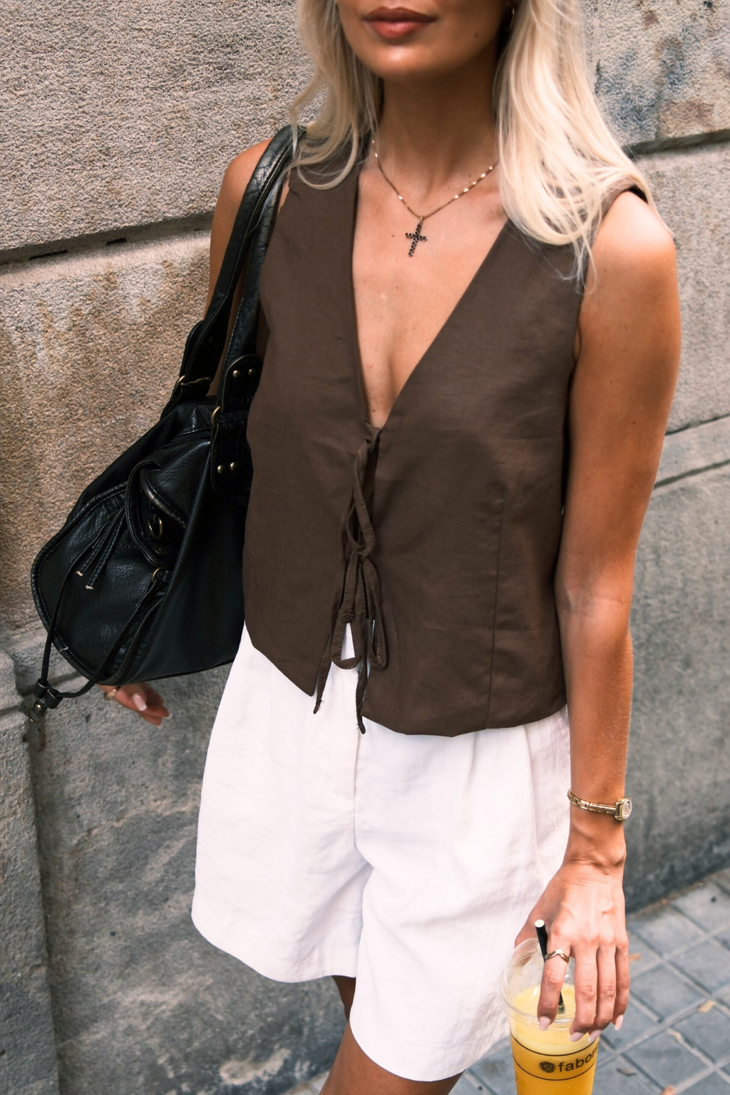 Lin vest - Brun