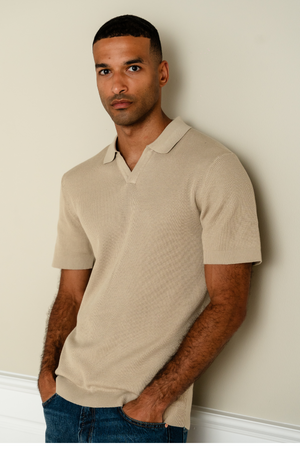 George Strikket Polo - Beige
