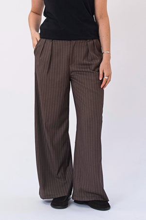 Paloma Pinstripe Pants - Tobacco
