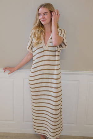 Victoria Kjole - Hvit-Beige