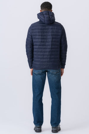 Hooded Light Puffer Jakke - Marineblå