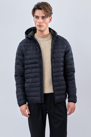 Hooded Light Puffer Jakke - Svart