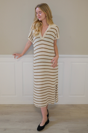 Victoria Kjole - Hvit-Beige