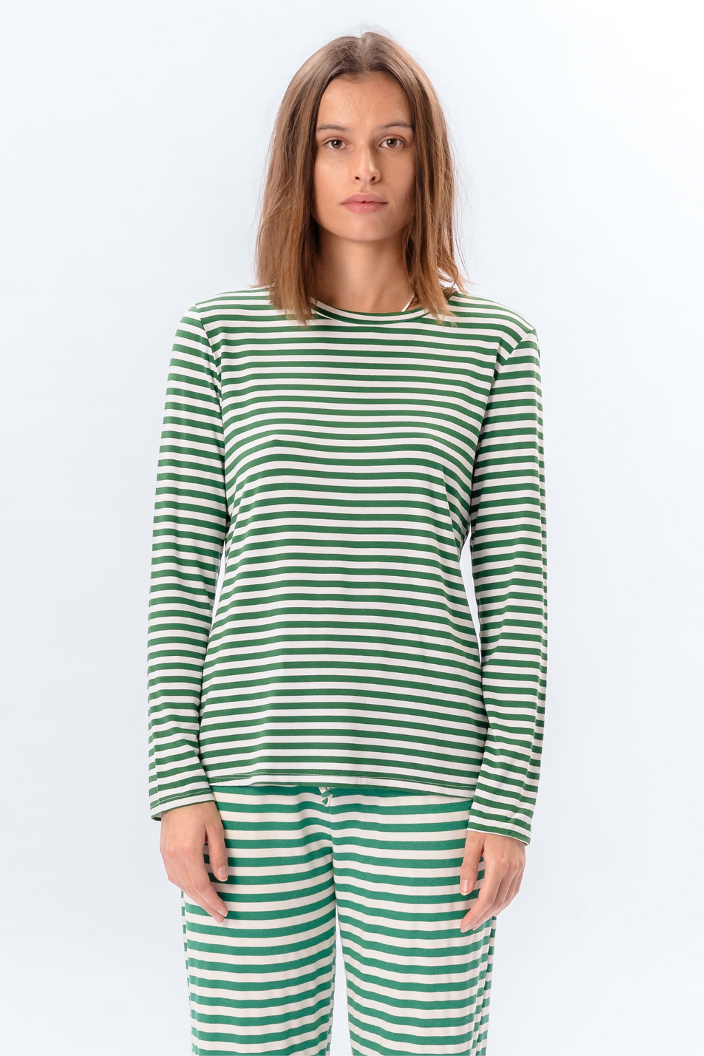 Striped Long Sleeve Slim Fit - Grønn