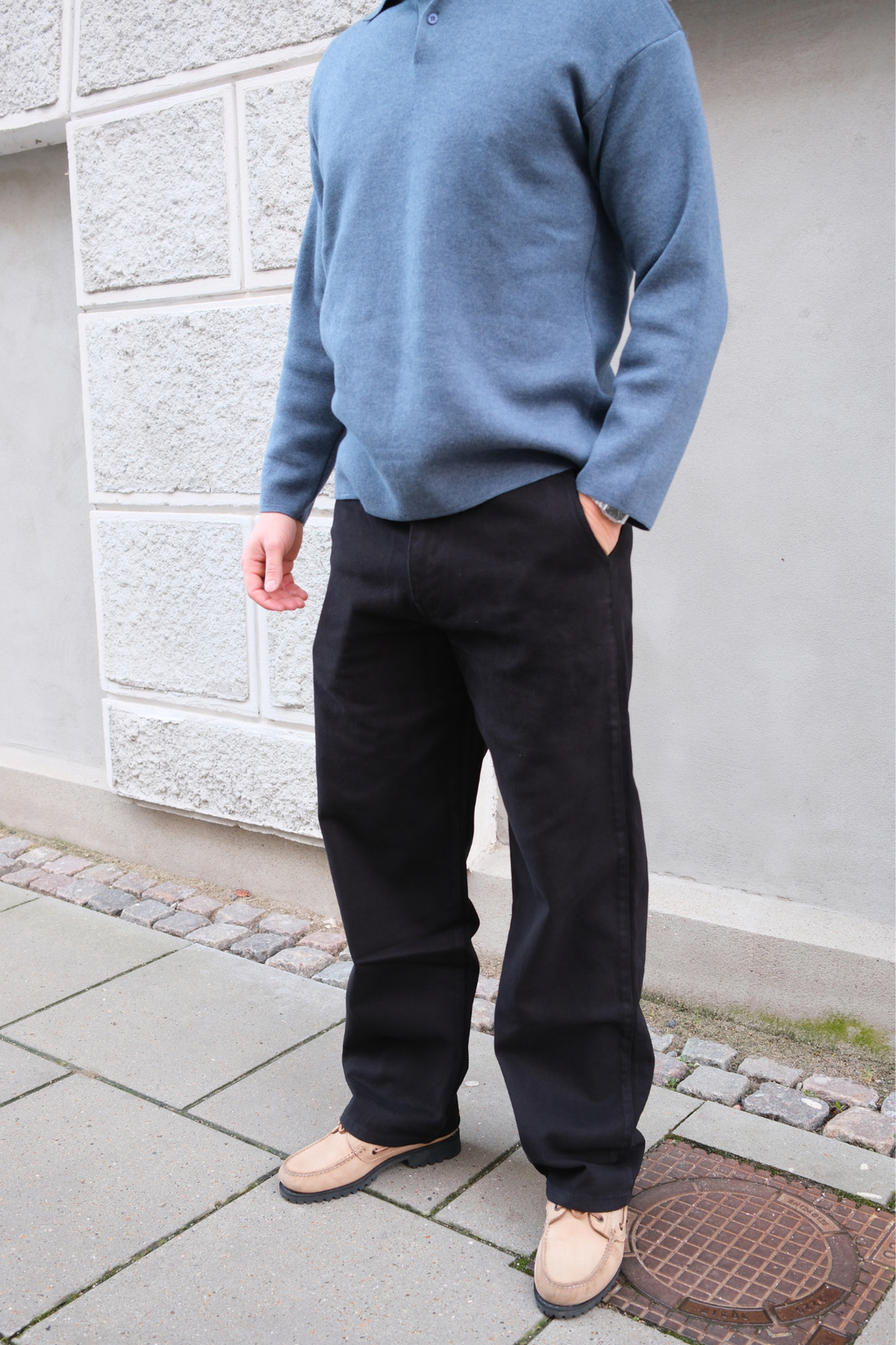 Straight Cotton Chino - Svart