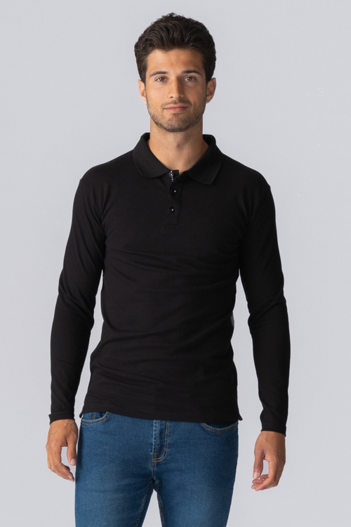 Muscle Langermet Polo Shirt - Svart