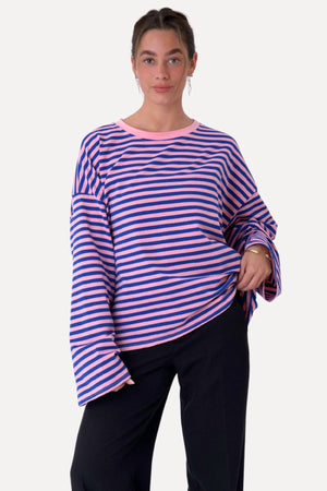 Cleo Bluse - Blå/Rosa