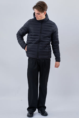 Hooded Light Puffer Jakke - Svart