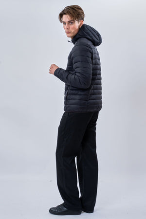 Hooded Light Puffer Jakke - Svart