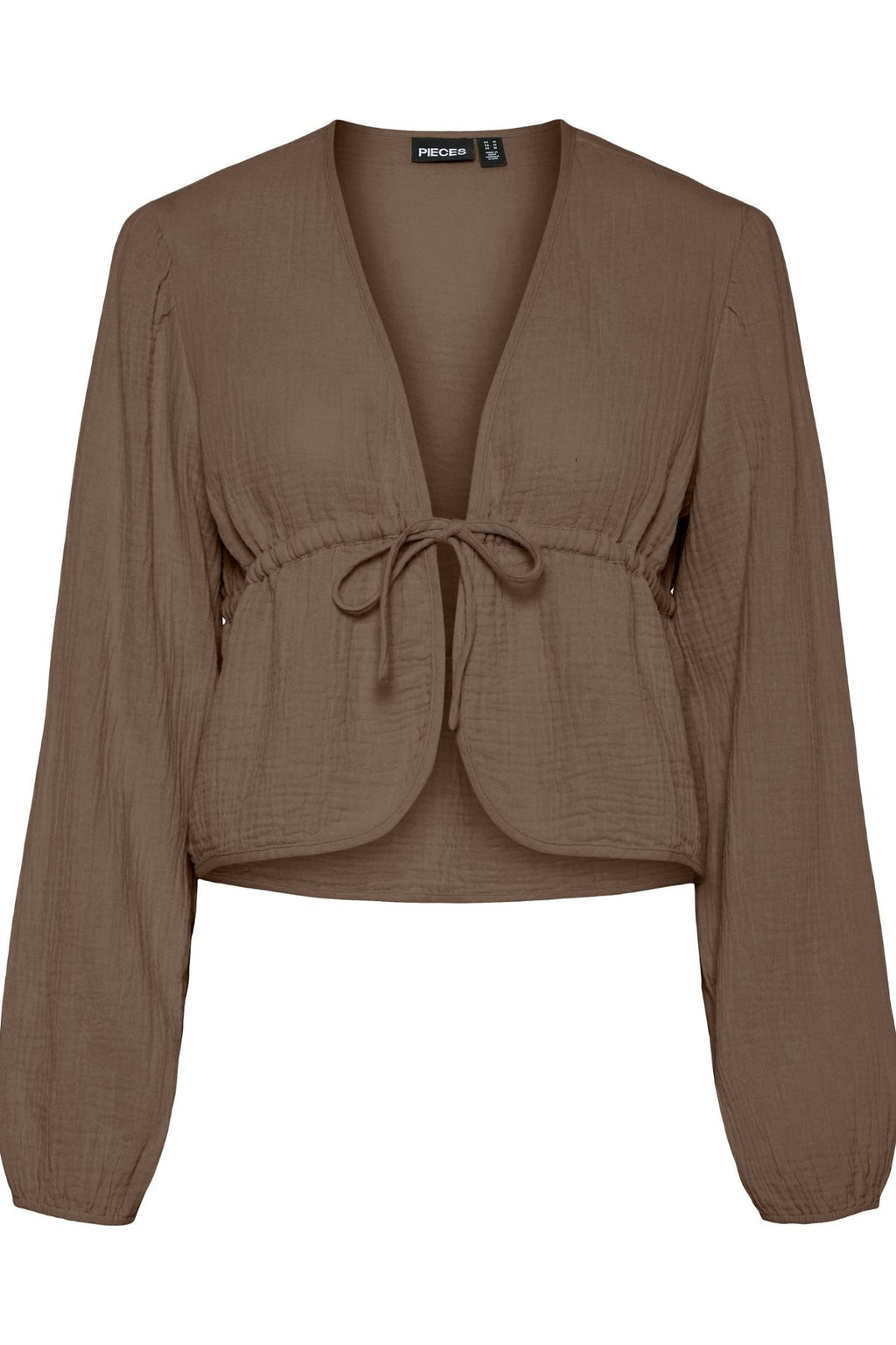 Sastina V-hals Topp med Knyting - Coffee Quartz