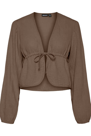 Sastina V-hals Topp med Knyting - Coffee Quartz