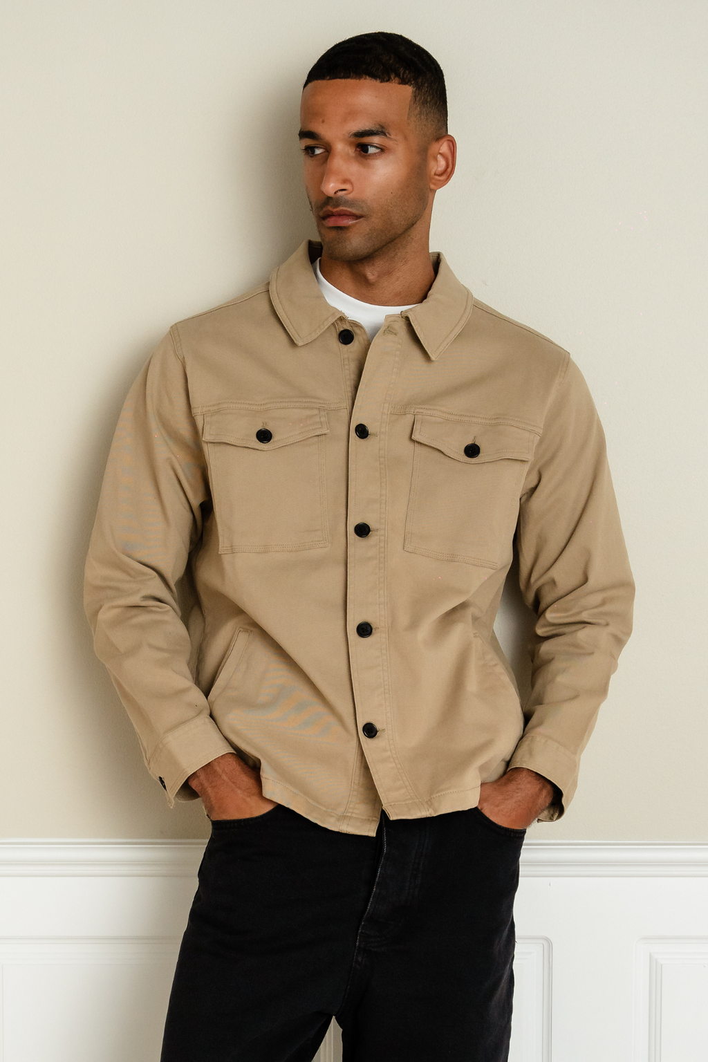 Twill Overshirt - Mørk Sand