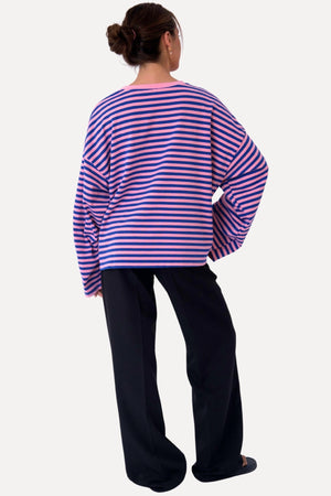 Cleo Bluse - Blå/Rosa