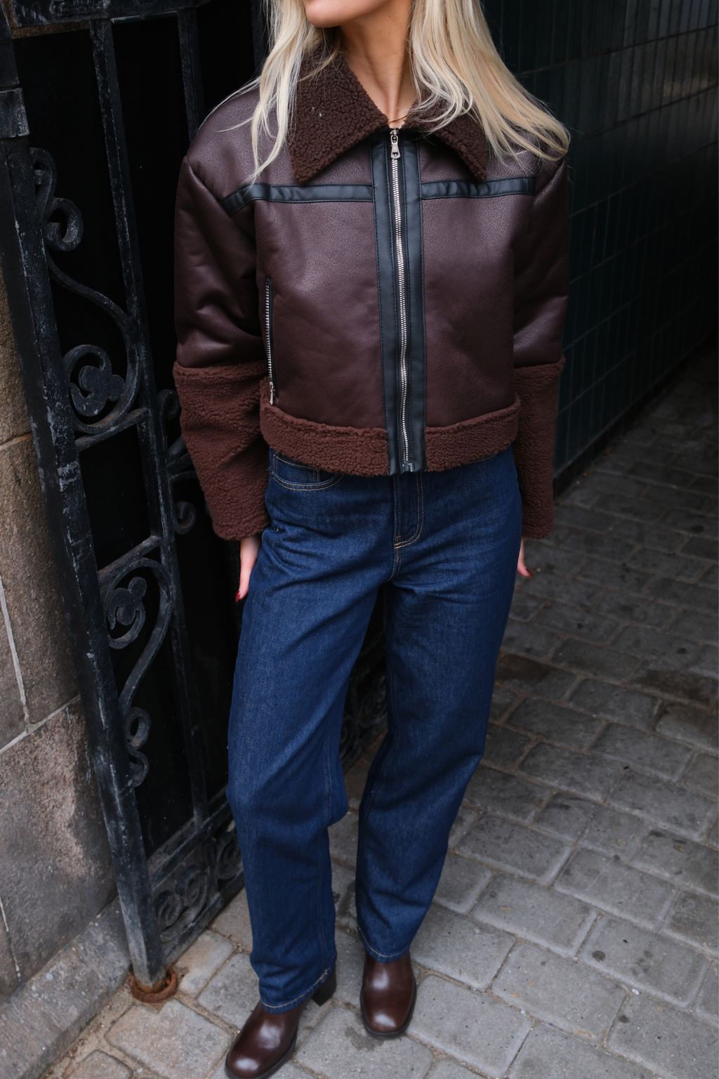 Daisy Shearling Jakke - Brun/Svart