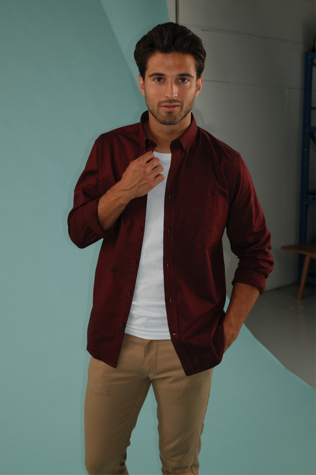 Den Originale Performance Oxford Skjorte - Bordeaux