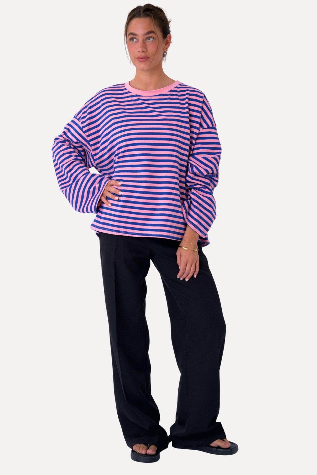 Cleo Bluse - Blå/Rosa
