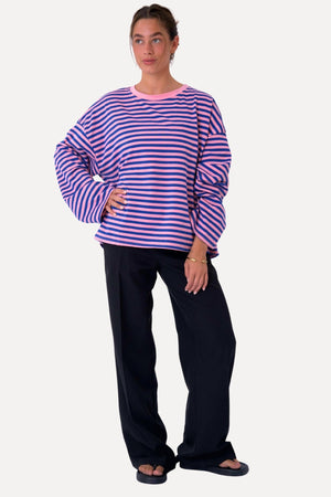 Cleo Bluse - Blå/Rosa