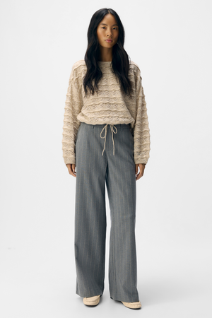 Lisa Wide Pant AOP - Medium grå melange