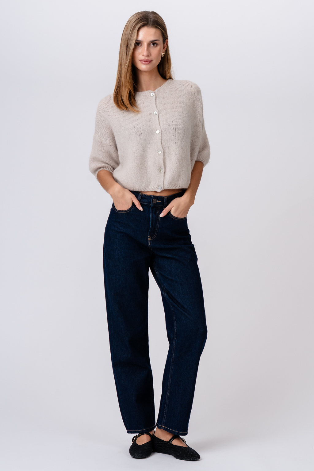 Mary Kortermet Strikk - Beige