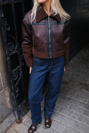 Daisy Shearling Jakke - Brun/Svart