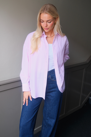 Layla Stripete Genser - Rosa