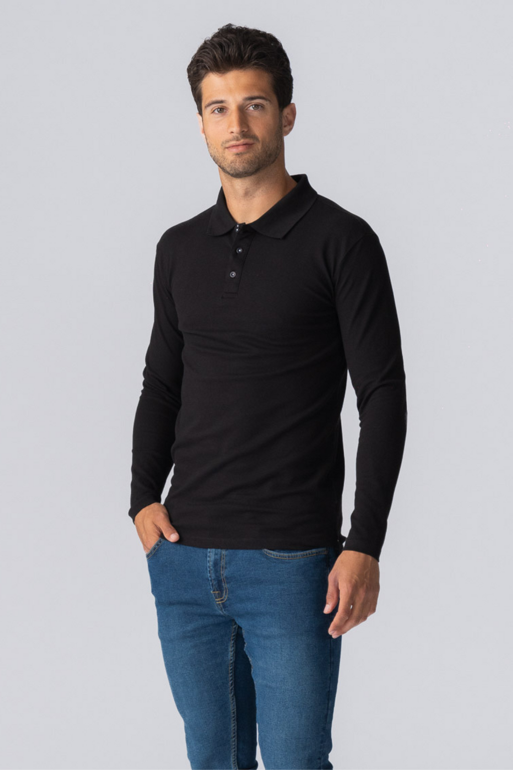 Muscle Langermet Polo Shirt - Svart