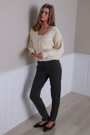 Cardigan med V-hals - Ecru