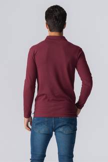 Muscle Langermet Polo Shirt - Bordeaux