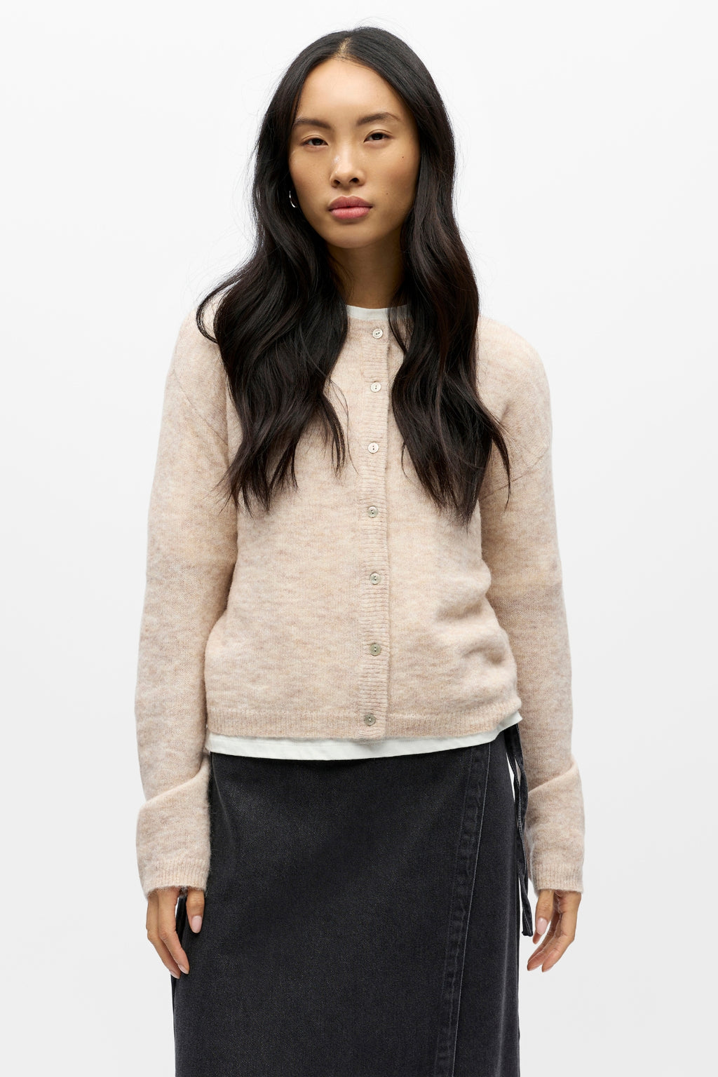 Agate Strikket Cardigan - Humus Melange