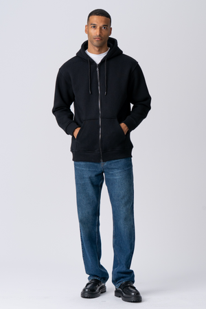 Relaxed Zip Hoodie - Svart