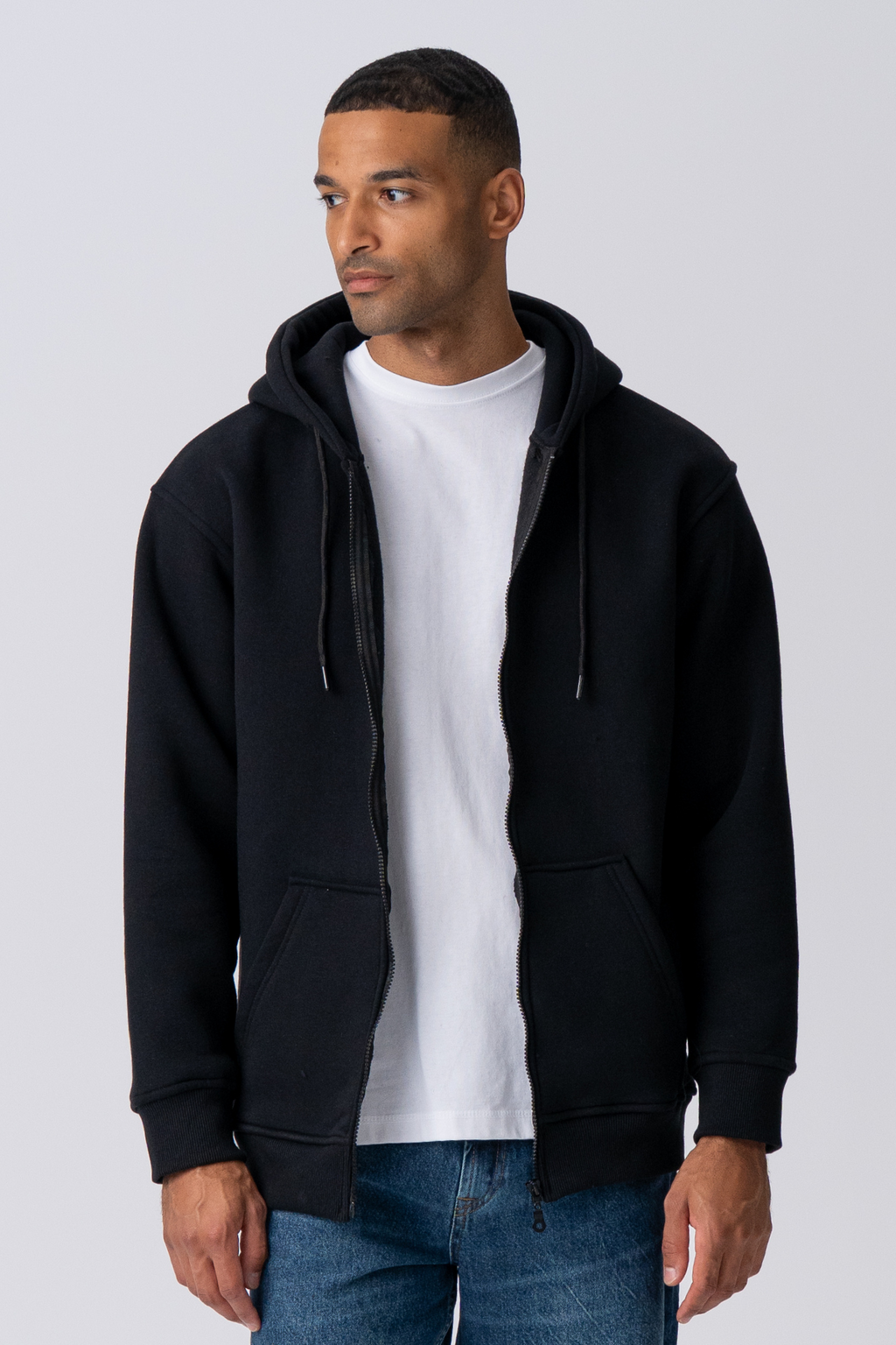 Relaxed Zip Hoodie - Svart