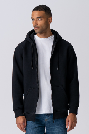 Relaxed Zip Hoodie - Svart