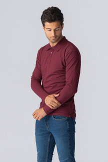 Muscle Langermet Polo Shirt - Bordeaux