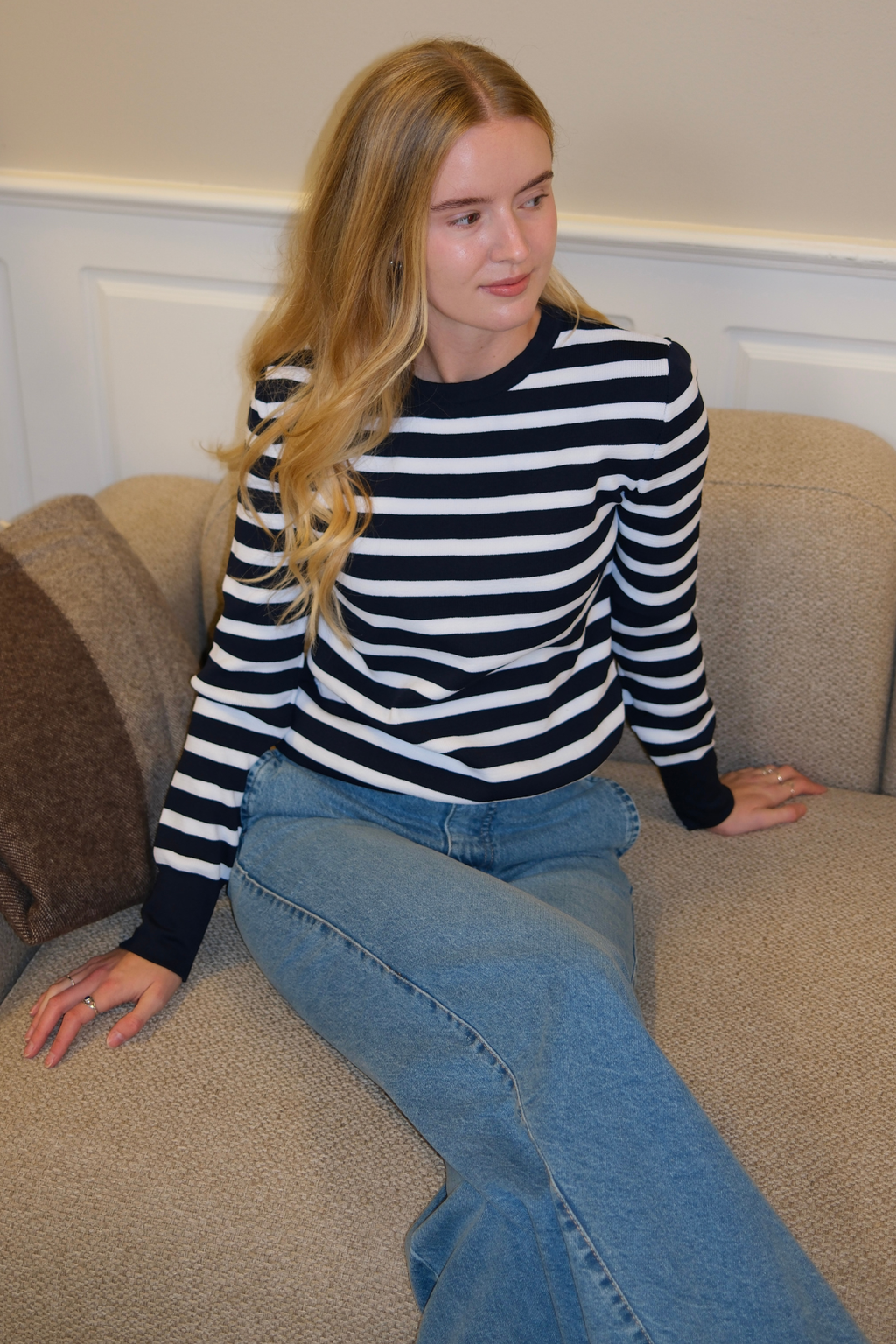 Maja Stripete genser - Navy