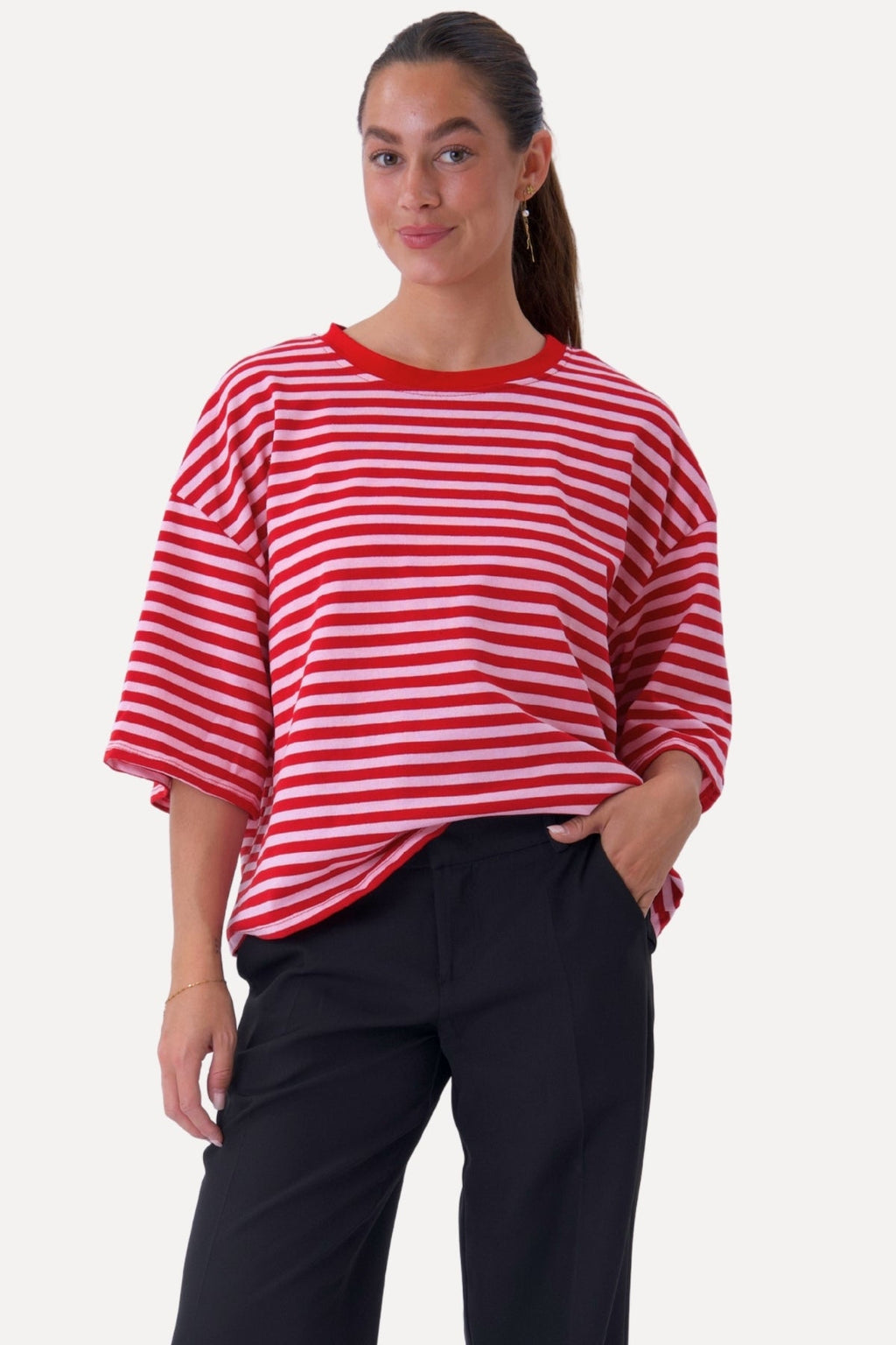 Zoe T-shirt - Rød/Lys rosa