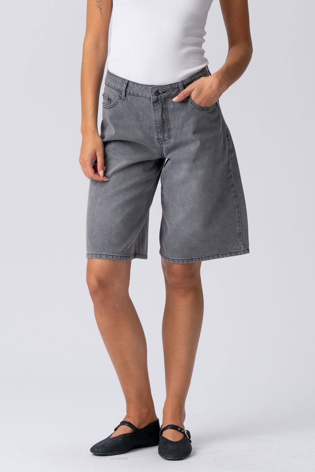 Denimshorts - Grey Denim