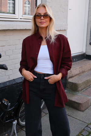 Boyfriend Oxford Skjorte - Burgunder
