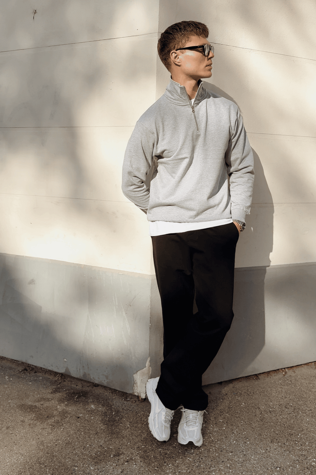 Sweatshirt Half Zip - Grå