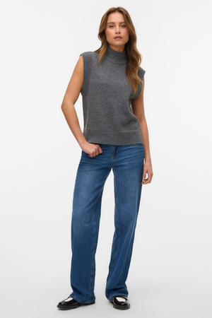 Wow Highneck Vest - Medium Grå Melange