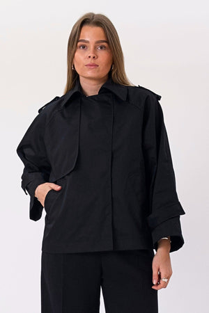 Elara Short Trenchcoat - Svart