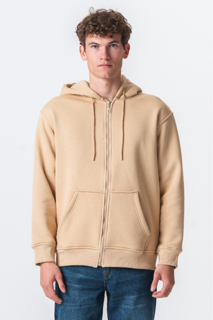 Relaxed Zip Hoodie - Beige