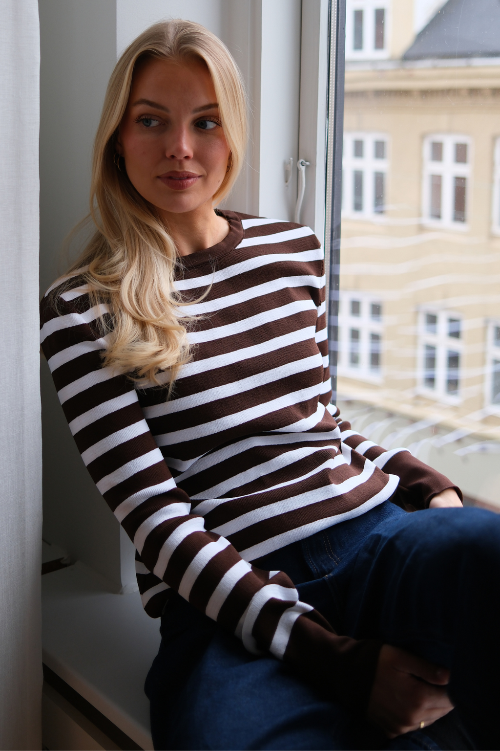 Maja Stripete Genser - Brun