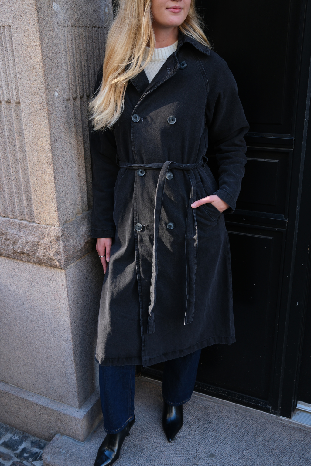 Denim Trenchcoat - Antrasitt