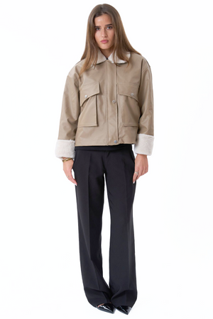Shearlingjakke i Kunstskinn - Beige